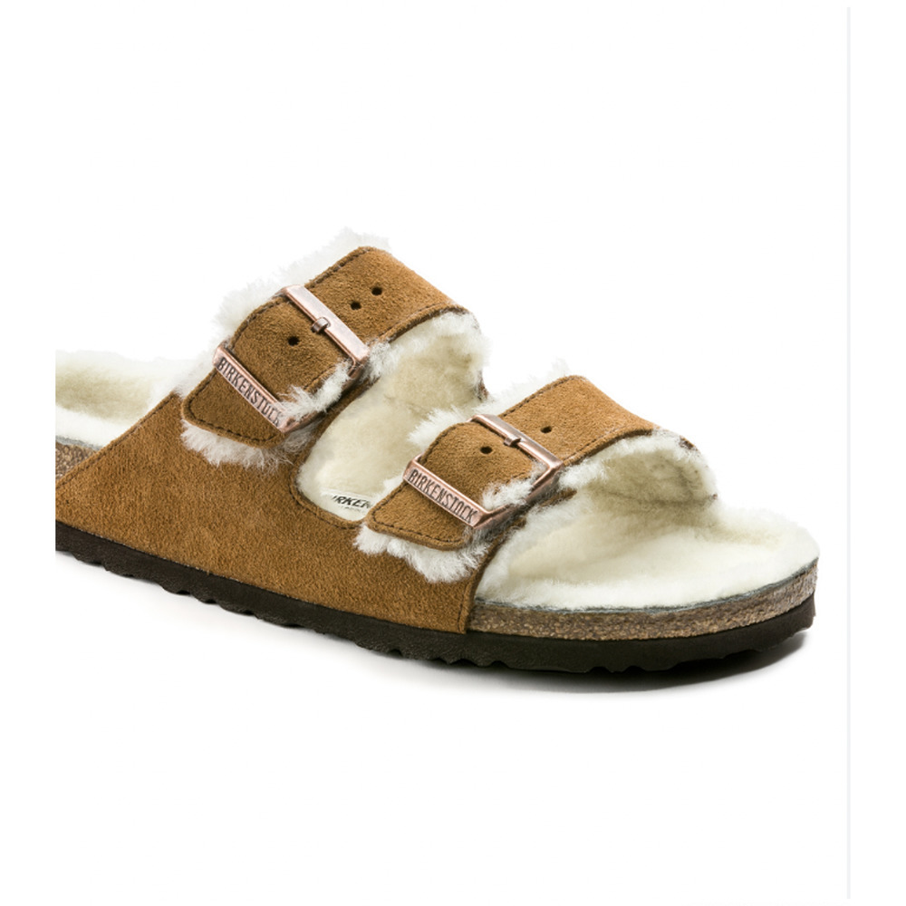 Birkenstock Arizona Shearling Sandal Mink 37 Narrow NEW - Picture 4 of 5